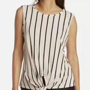 Adrianna Papell Striped Sleeveless Top Tie Front